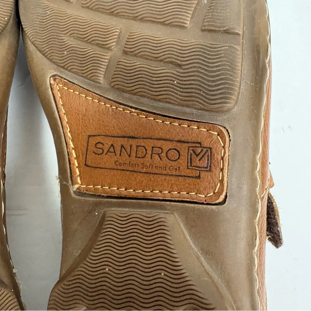 Sandro Tan Brown Leather Fisherman Sandals Comfort And Gel Mens size 9.5 D